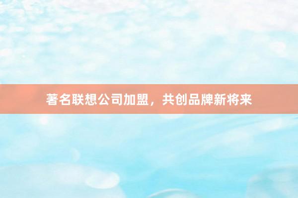 著名联想公司加盟，共创品牌新将来